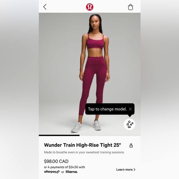 Lululemon Pink Sz 4 Wunder Train High Rise Tight 25 *sold out color* - Picture 3 of 7